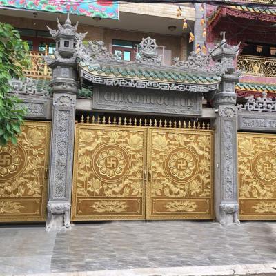 Cổng nhôm đúc nhà chùa mẫu hoa sen